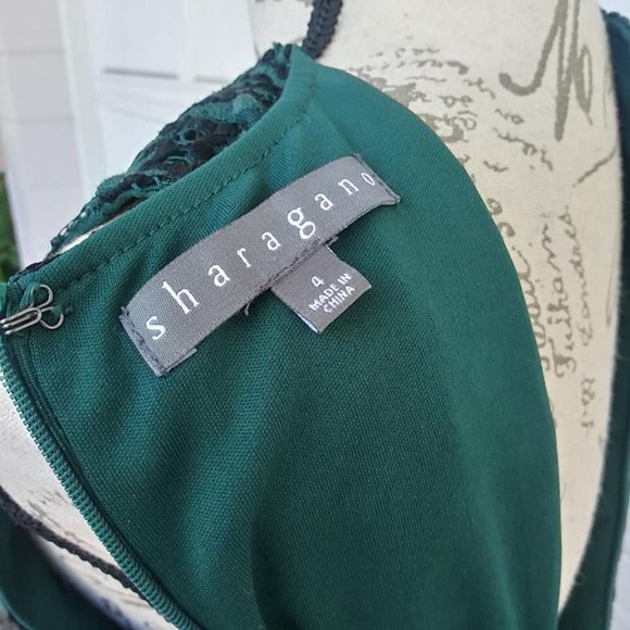 Sharagano Lace Overlay Holiday Sheath Dress Sz 4 - Picture 7 of 8